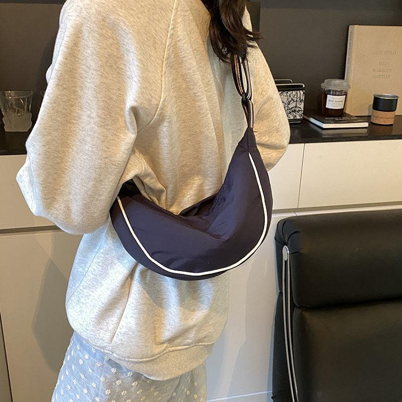 Contrast Color Nylon Shoulder Bags for Women Lightweight Portable Ladies Hobos Crossbody Bag Casual Waterproof Female Handbags