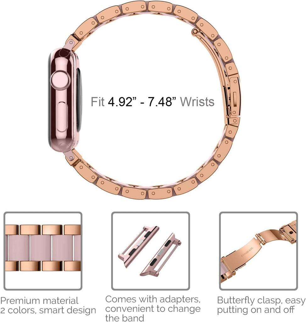 Ремешок из нержавеющей стали+смолы Для Apple watch band 40 мм 45 мм 44 мм 49 мм 41 мм 38 мм Металлический браслет iwatch series 9 8 7 6 5 SE ultra 2