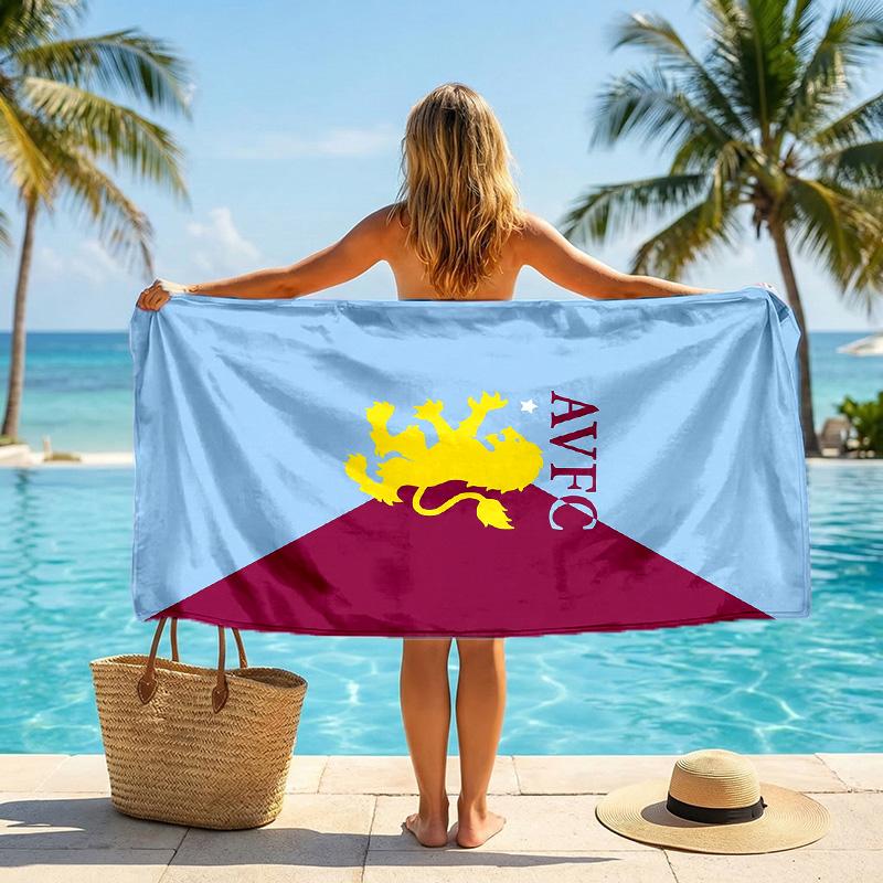 Aston Villa Football Beach Towel Soft Microfiber Summer Towel Quick Dry Absorbent Towel for Beach Swimming Pool Travel