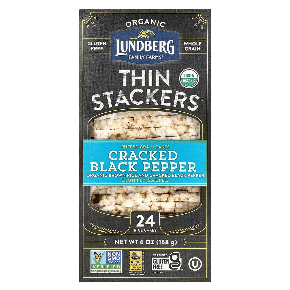 iHerb Thin Stackers Black Pepper Rice Cakes, 24 Count, 168g (6oz)