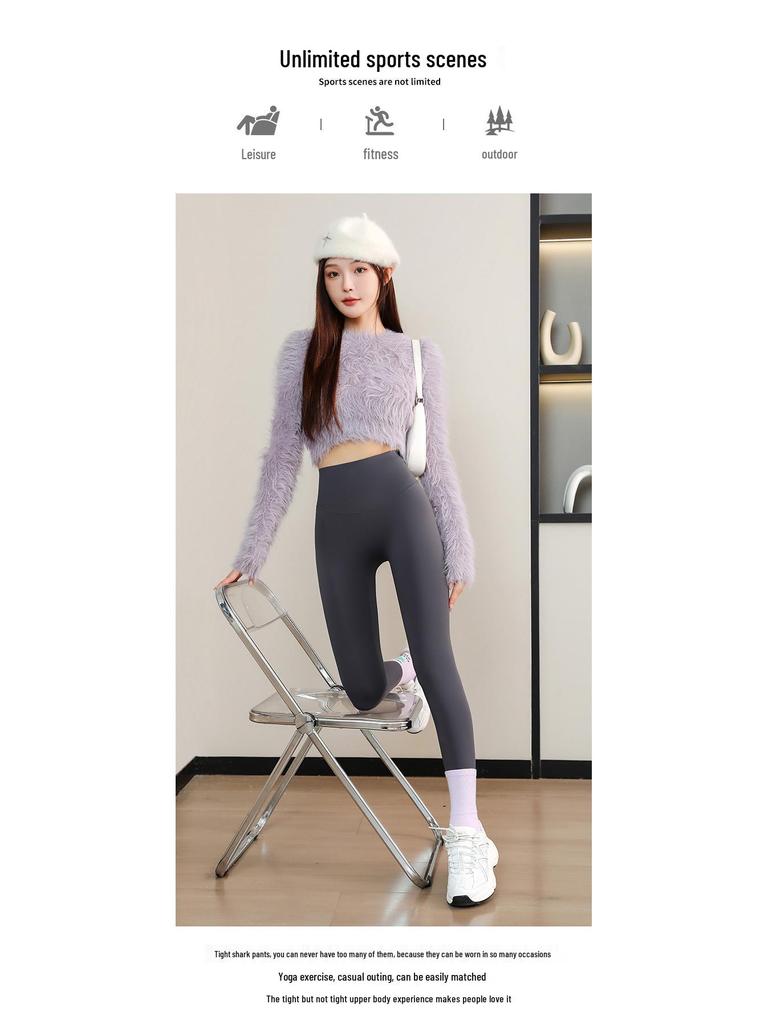 Женские брюки-шарк с флисовой подкладкой: 2024 Утепленные леггинсы для йоги толстого черного золота для осени/зимы