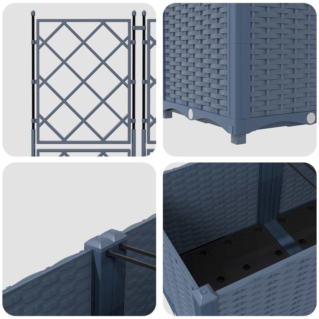 Garden Planter Set 3 pcs Grey 120 x 40 x 143 cm Plastic