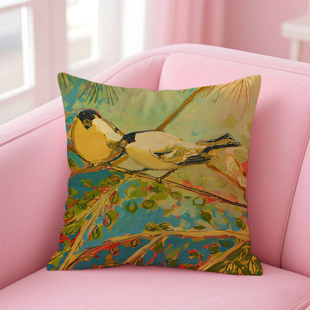 Abstract Paint Colorful Pillow Case Anti-dustmite Pillow Invisible zipper silky short plush Sofa cushion cover
