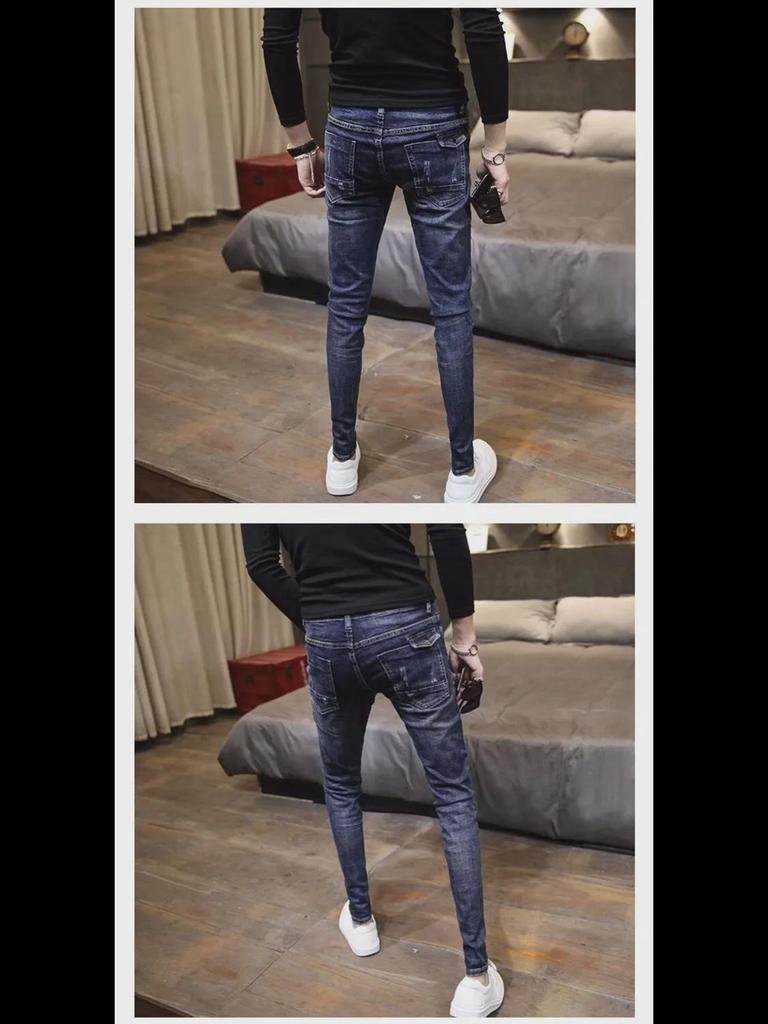 Мужские узкие эластичные джинсы в корейском стиле на весну и осень — модные и универсальные узкие брюки