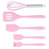Cooking Spatula Set Silicone Baking Scraper Heat Resistant Egg Beater Kitchen Utensil(Pink )