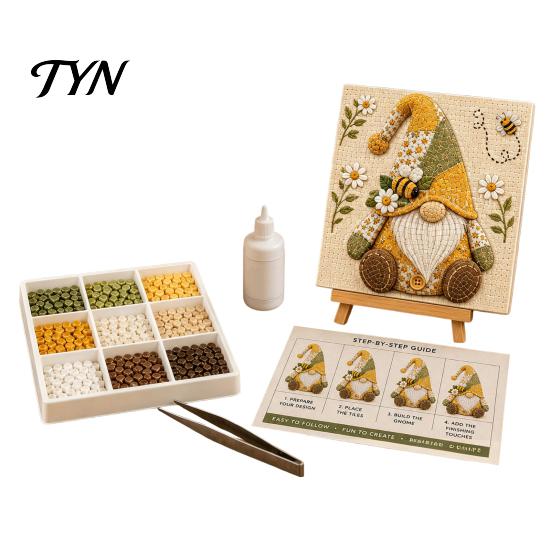 Desktop Ornament Making Supplies Gnome Mosaic Art Kit for Adults, DIY Xmas Craft Set, Autumn Mindful Decompression Activities Winter Coastal