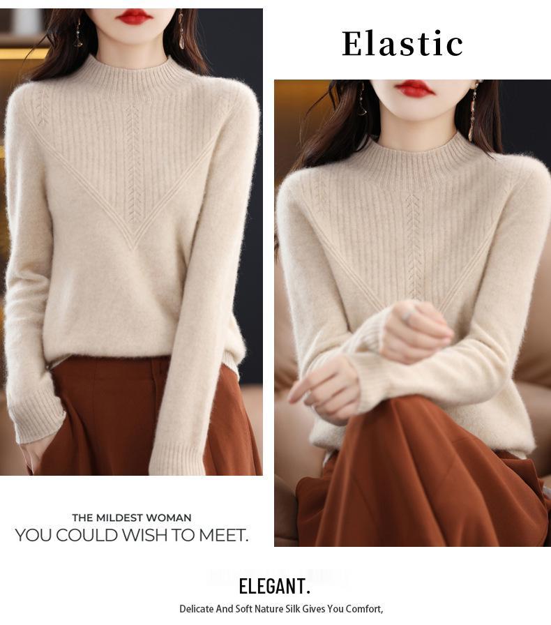 Women's 2023 New Fashion Wool Sweater - Spring & Autumn Solid Color Loose Knitwear