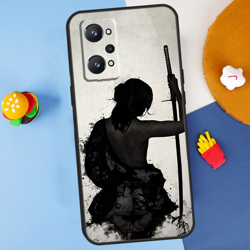 Аниме Девушка Самурай Для Realme C55 C67 C61 C75 C53 C51 C21Y C25S GT 6 6T 5 GT7 Pro 10 11 12 13 14 Pro Plus Чехол