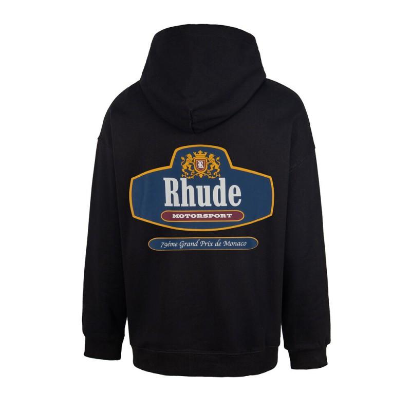 RHUDE Letter Print Street Hoodie Loose Fit Casual Sweatshirt Men Women