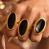 Large Oval Gemstone Ring Handmade Tribal Open Ring Jewelry Engagement Birthday Gifts for Men Father Husband Boyfriend