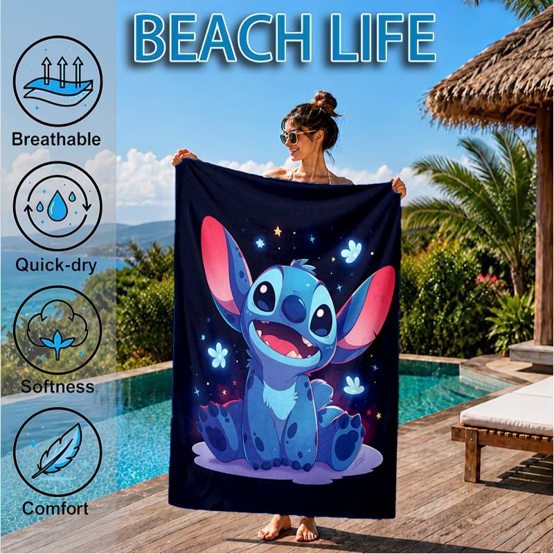 Cartoon Hawaii Artwork Printed Microfiber Beach Towel, Soft And Absorbent, Quick-Dry, Ideal for Summer Travel, Beach Essential, Swimming Pool