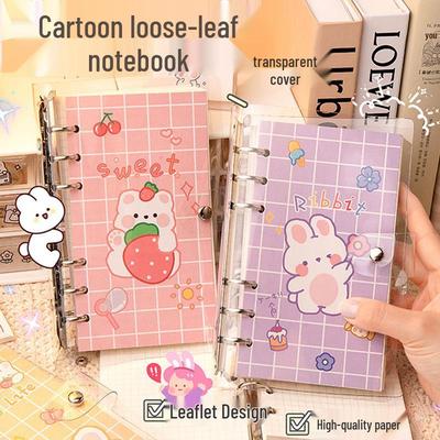 Милый мультяшный девичий блокнот на кольцах с разлиновкой в клетку и застежкой на кнопку для удобной записи