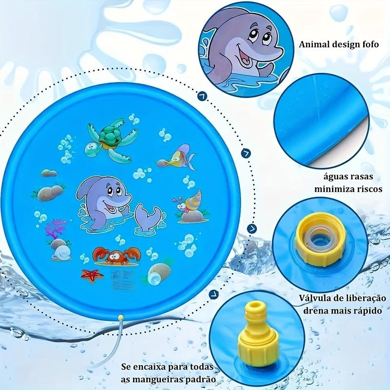 Extra-Large 170cm/66.93inch PVC Kids' Water Sprinkler Foldable Inflatable Spray Mat Summer Cool-Down Toy