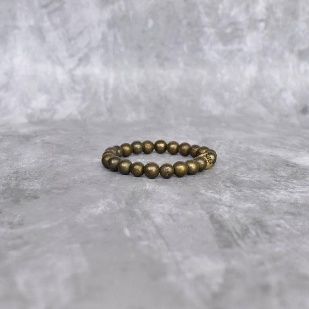 Natural Pyrite And Lava Beaded Bracelets Two Gemstone Stretchable Bracelets For men Healing Gemstone Jewelry Unique Gifts for him