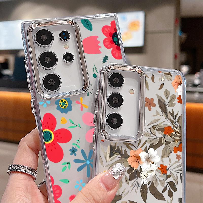 Чехол с покрытием, лепестками, листьями, цветком для Samsung Galaxy S24 S23 S22 Ultra S21 S20 FE A34 A52 A53 A14 A15 A25 A35 A55 A54 5G