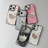 Bow Rhinestone Love Mirror Phone Case for Apple 17 Snakeskin Pattern for IPhone 16 Leather Premium 15