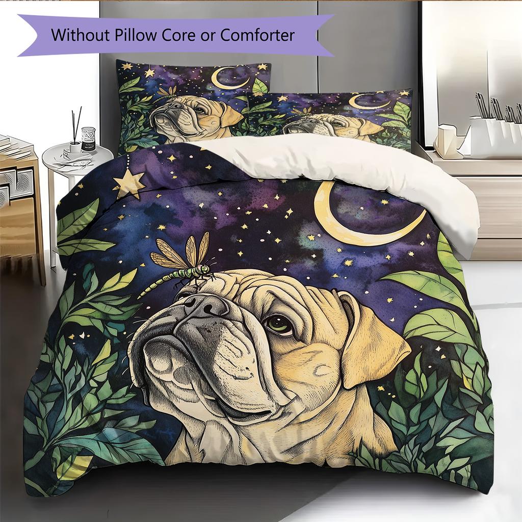 Watercolor Dog Pattern Bedding Quilt Set Home Decoration Gift (1 * duvet cover + 2 * pillowcase without core)