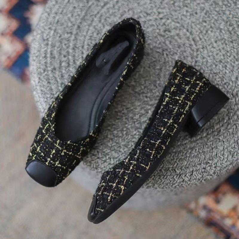 Celebrity Style Small Fragrant Style Single Shoes Women's 2025 Autumn New French Soft Sole Thick Heel Low Heel Small Heel High Heel Temperament