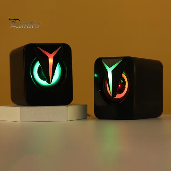 1 пара небольших USB-динамиков, звуковая коробка с RGB-подсветкой, виртуальный объемный звук, компьютер, ноутбук, портативный мини-громкоговоритель