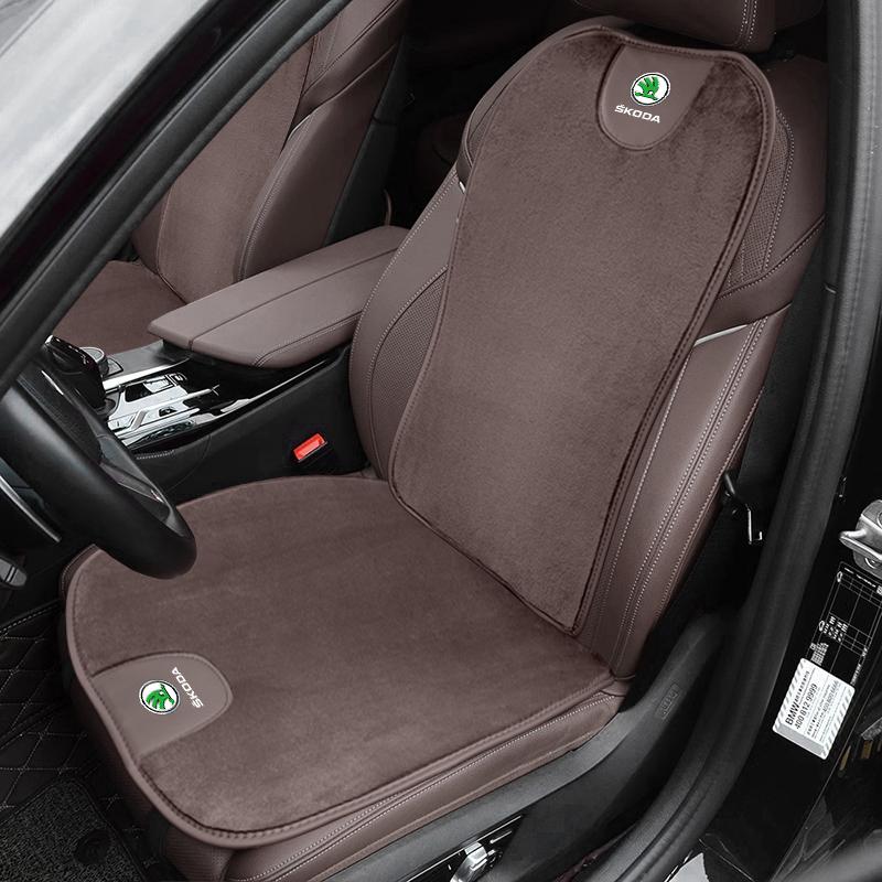 AAFP1 Car Plush Seat Cover Front Rear Cushion Protector Pad For Skoda Rapid Superb Octavia Kodiaq Karoq Fabia Kamiq Enyaq Citigo Scala
