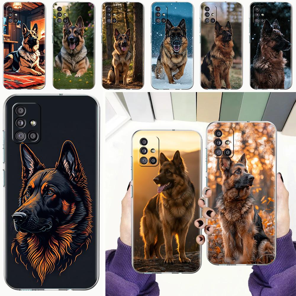 Чехол для Samsung A15 A13 A35 A55 A51 A71 A41 A31 A21S A05 A17 A23 A25 A33 A53 A73 5G A07 4G Обложка Мультяшная Собака Немецкая Овчарка