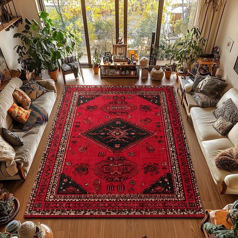RAKKS Ретро Красный Персидский Ковер / Турецкий Ковер Нескользящий Декор для Гостиной Ковер для Дивана Ковер для Спальни Прикроватный Коврик Кухонный Коврик для Пола