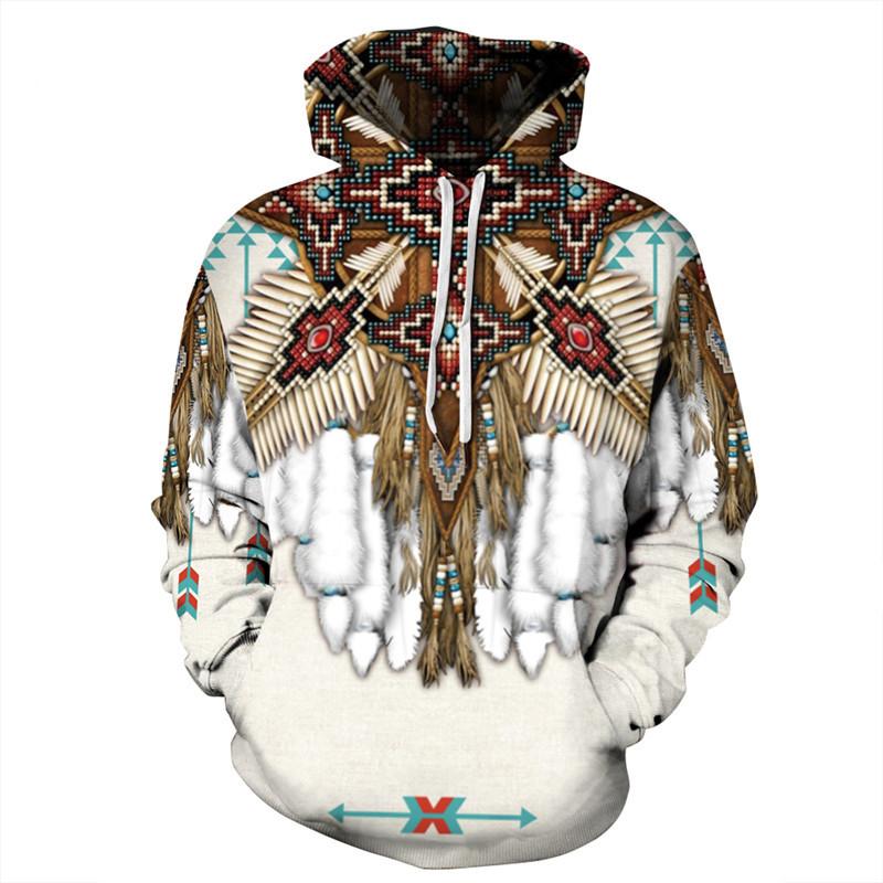 Bohemian Indian European And American Fashion Lovers Hoodie Mens Loose Large Size 3d Printed Mens Hoodie Goes With Everything