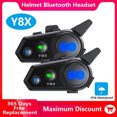 Мотошлем Y8X Bluetooth-гарнитура для связи Расстояние 500 м Совместное прослушивание музыки Голосовой помощник IP56 Защита от пыли и влаги