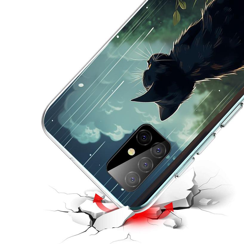 Чехол для телефона с изображением аниме-кошки и дождя для Samsung Galaxy A52 A32 A22 A12 A02S A50S A30S A51 A31 AA71 Note 20 Ultra 10 S10 Plus Galaxy