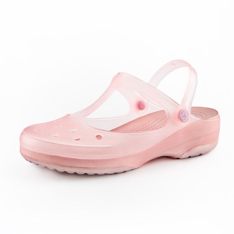 Fashion 2024 New Women's Sandals Summer Transparent Baotou Hole Shoes Nurse Shoes Beach Shoes Jelly Sandals and Slippers Mules