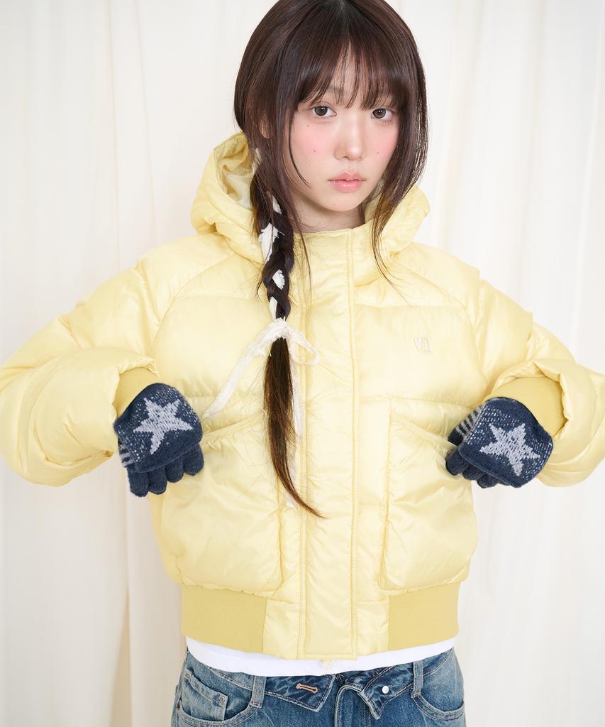 VIDEO JOCKEY Light Shell Fur Padded Jacket [Butter]
