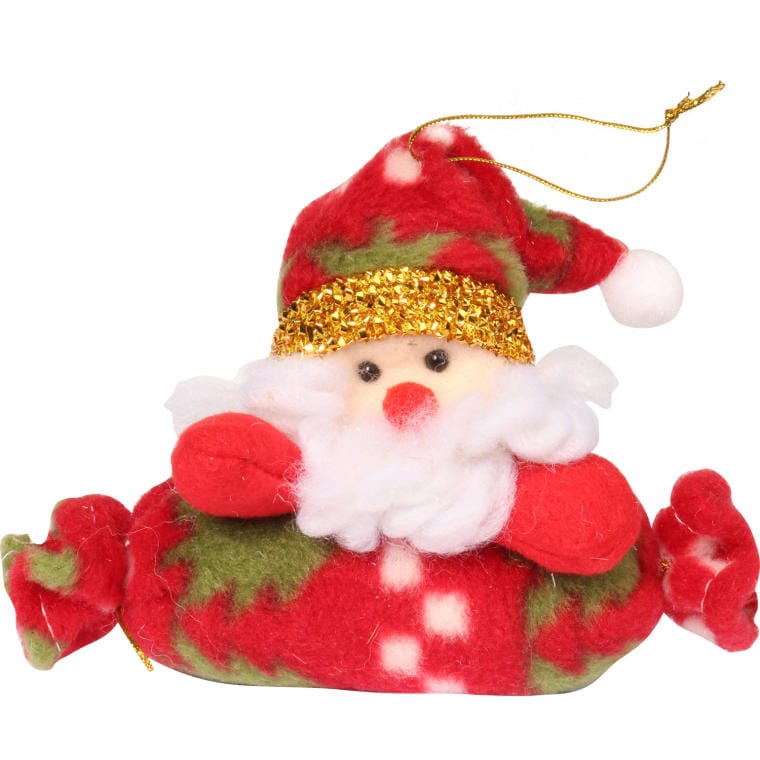Plush Santa Claus on a Pendant, Red, 15x10 cm