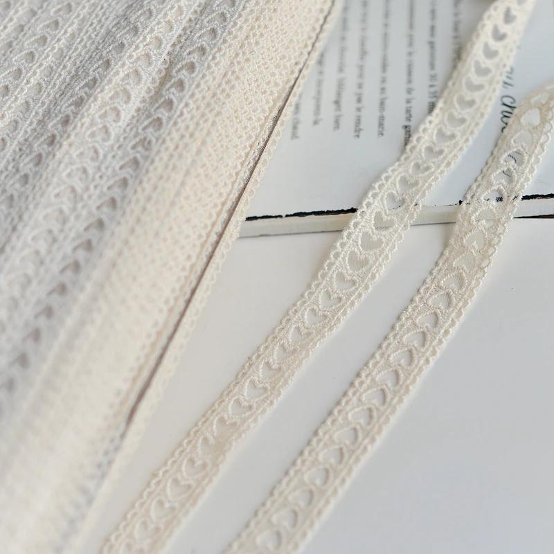 5 ярдов/лот, ширина 2 см, бежевый, хлопок/полиэстер, вышитое кружево в форме сердца, полый дизайн, дизайн «сделай сам», декоративный