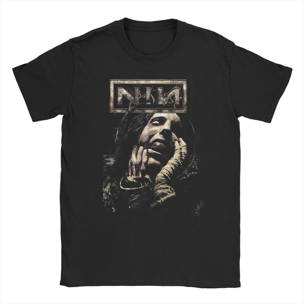 Vintage NIN Rock Band Nine Inch Nails T-Shirts Men Women Round Neck 100% Cotton T Shirt Short Sleeve Tees Original Tops