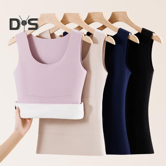 Winter Women Thermal Double-sided Velvet Vest Seamless Velvet-lined Fast Temperature Lock Heating Slim Fit Elastic Sleeveless Inner Wear Bottoming