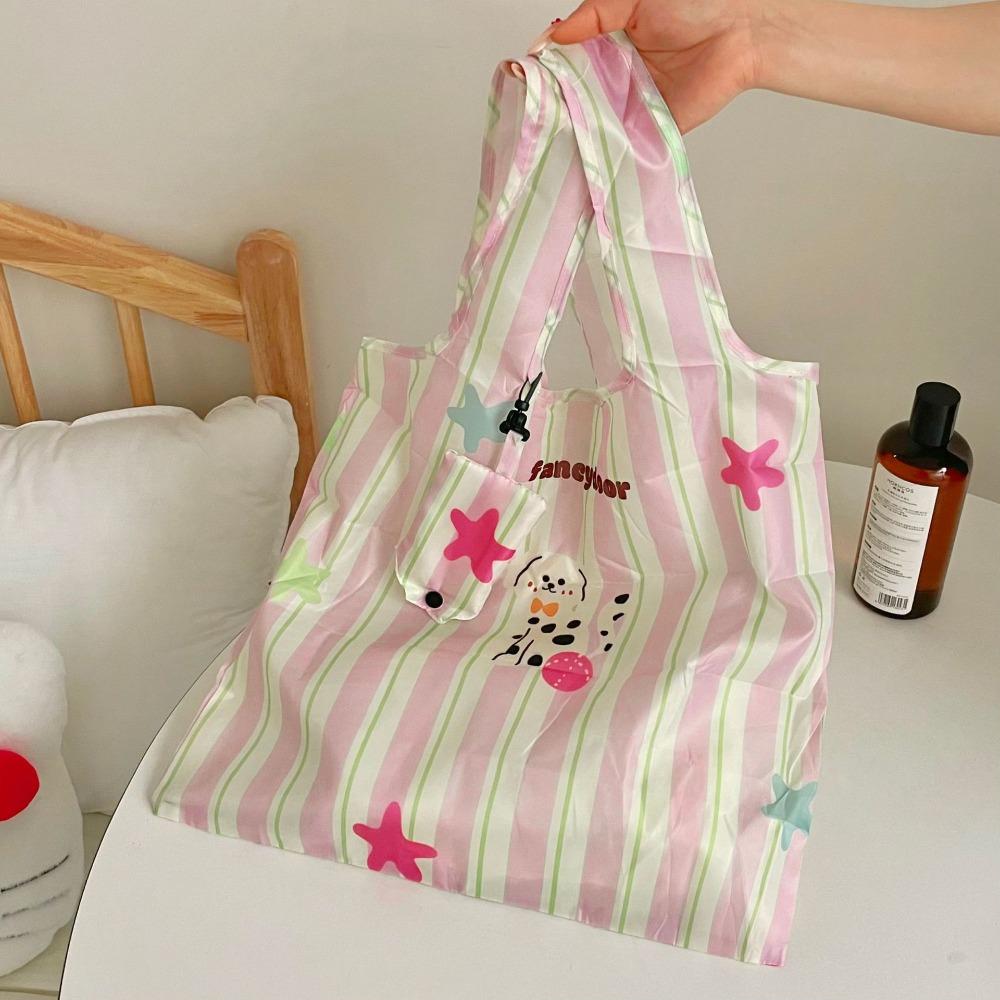 Tote Bag Foldable Shopping Bag Nylon Travel Grocery Bag Creative Cartoon Eco Bag Women