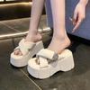 Fashion 2025 Summer New Fashion Cool Dragging Women Cross Belt Thick-soled Korean Version of Casual Cool Slippers Height Increase 8 CM