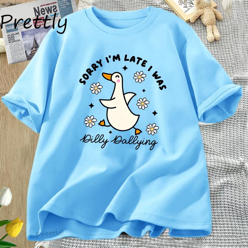 Kids T Shirt Funny Goose T-Shirt Graphic Tee Animal Humor Cute Goose Tee Girl Baby 2-14Y Clothing