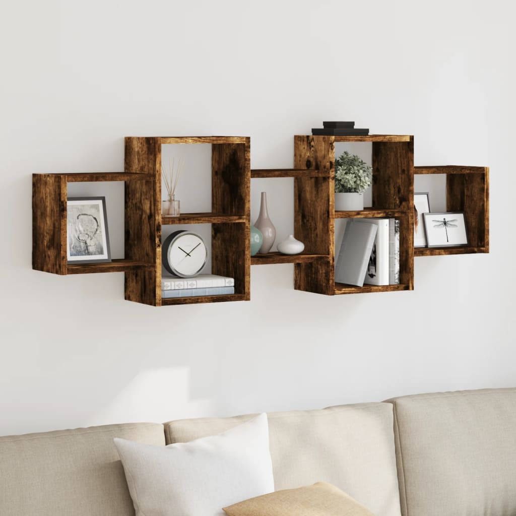 Wall Shelf Smoked Oak 129 x 18 x 42 cm Wood Based Material
