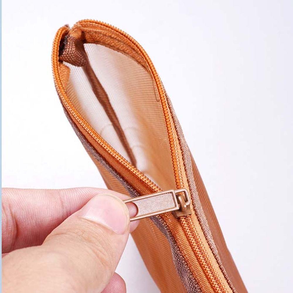 Nylon Mesh Pencil Case Bills Bag Zipper Stationery Bag Simple Transparent Bills Bag  Student