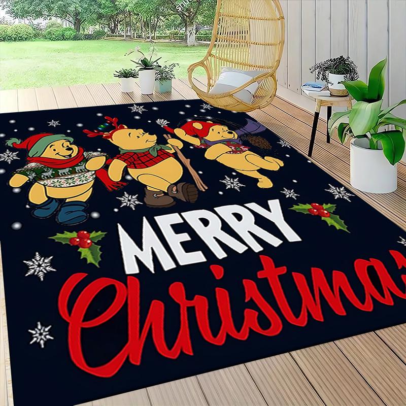 Christmas Winnie Pooh Friends Carpet Rug Soft Washable Anti Slip Home Living Room Sofa Mats Personalized Christmas Rug
