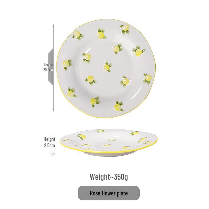 Hand-painted Embossed Ceramic Serving Plate