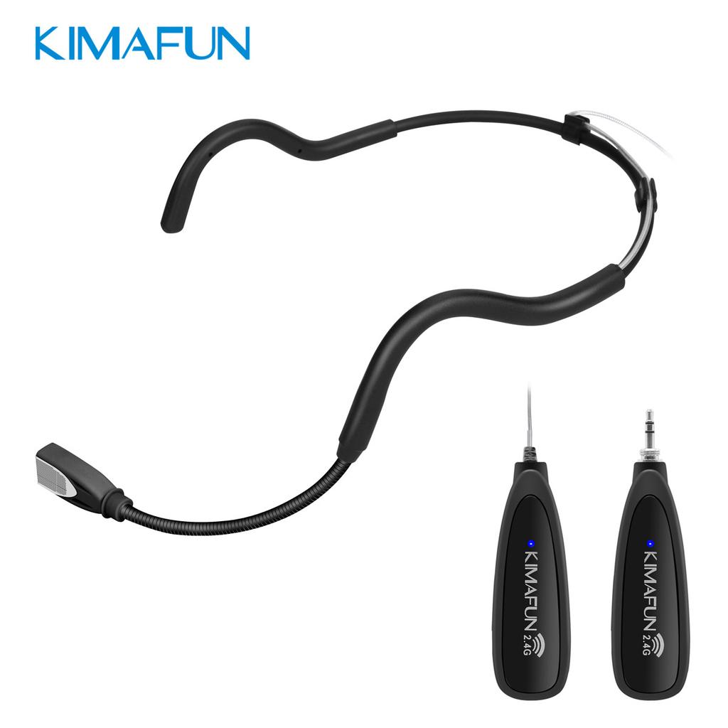 KIMAFUN 2.4G Wireless Headset Microphone Waterproof Sweatproof Mic for Fitness Coach Yoga Dance Teacher School Classroom Speaker