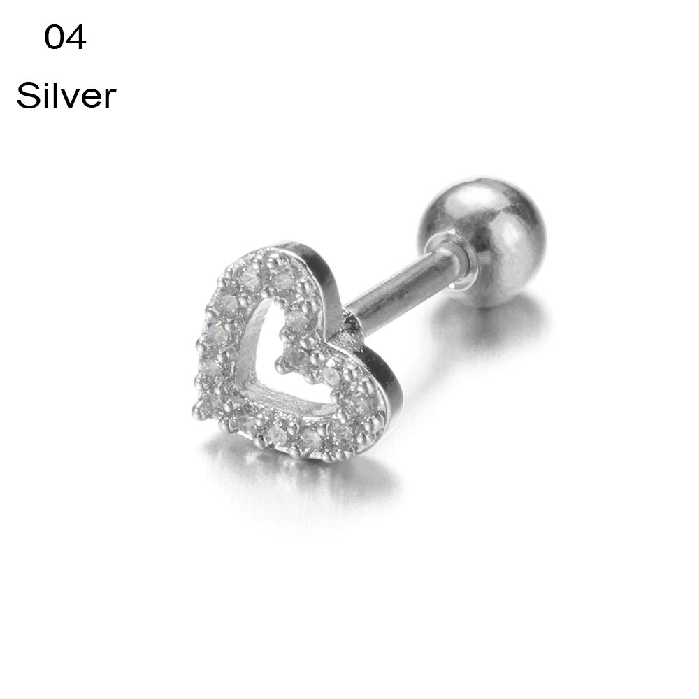 Украшения для тела Helix Tragus Star Moon Heart CZ Пирсинг ушей Серьги-гвоздики серебряного и золотого цвета