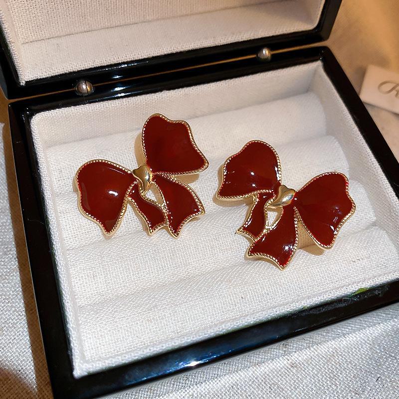 Серебряные игольчатые красные серьги с каплями масла в форме квадрата и геометрическим узором — роскошные модные украшения в стиле ретро в гонконгском стиле