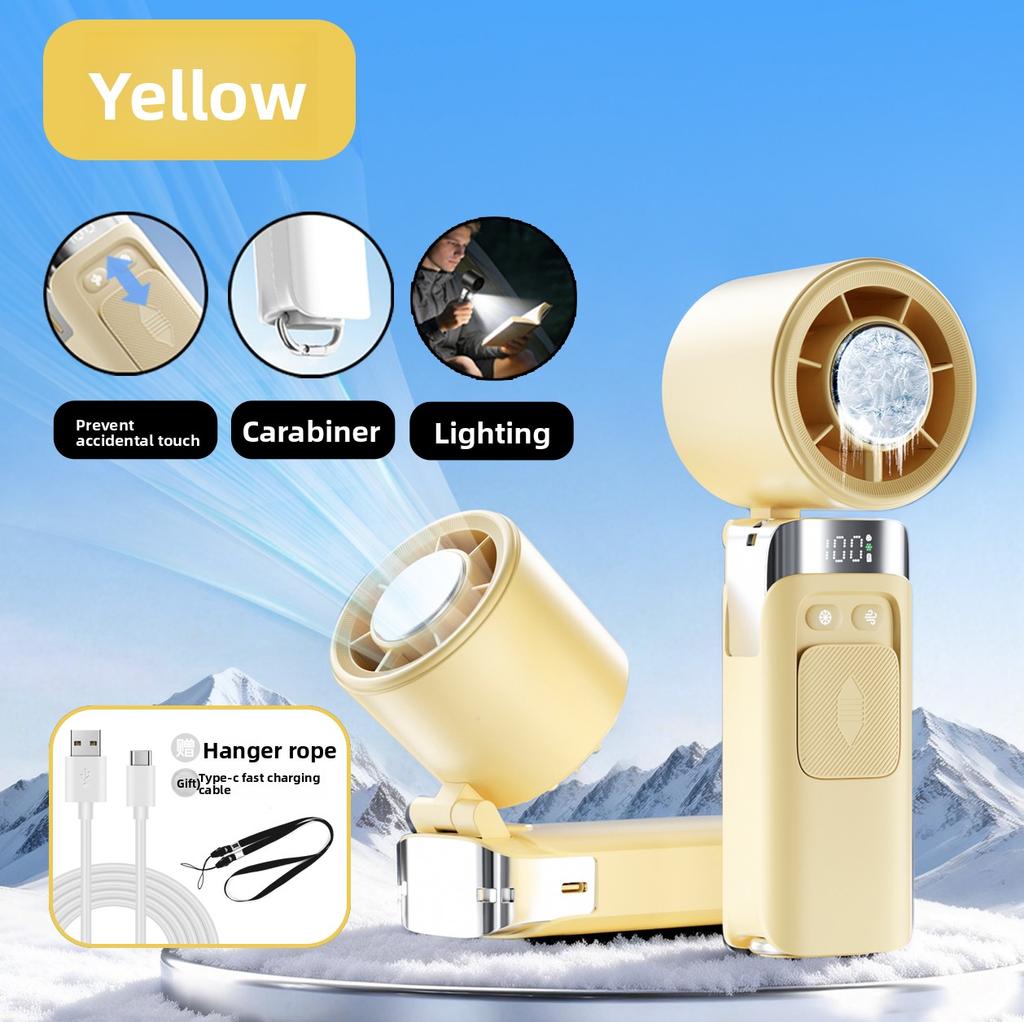 2026 High-Speed Cooling Handheld Fan with LED Light USB Rechargeable Foldable Mini Portable Personal Fan