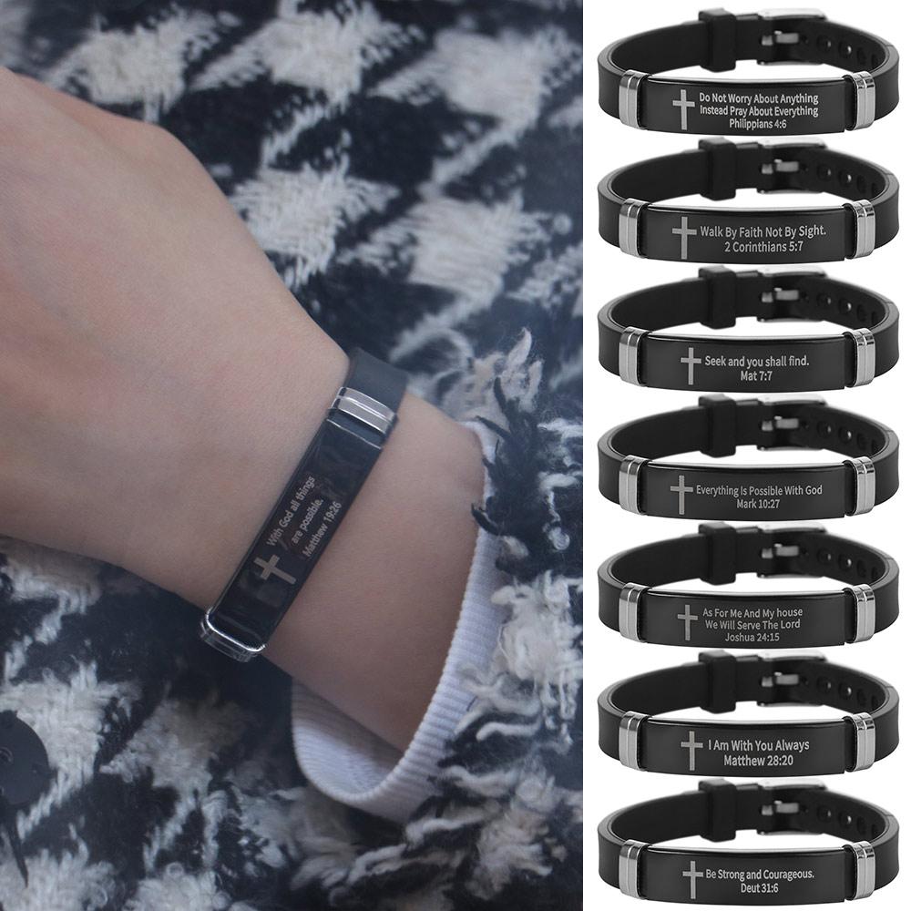 ID Wristband Family Friendship Bracelet Cross Design Christian Bracelet  Christian Gifts