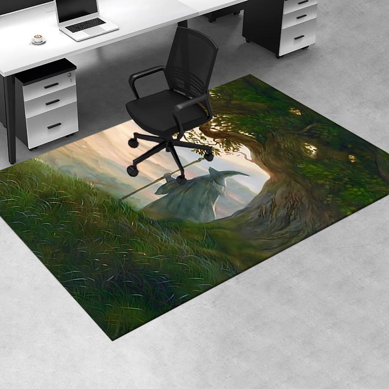Wizard,Lord of the Rings Polyester Office Carpet Chair Mats, Home Decor Dormitory Floor Protector with Anti-Skid Backing, Large Area Coverag