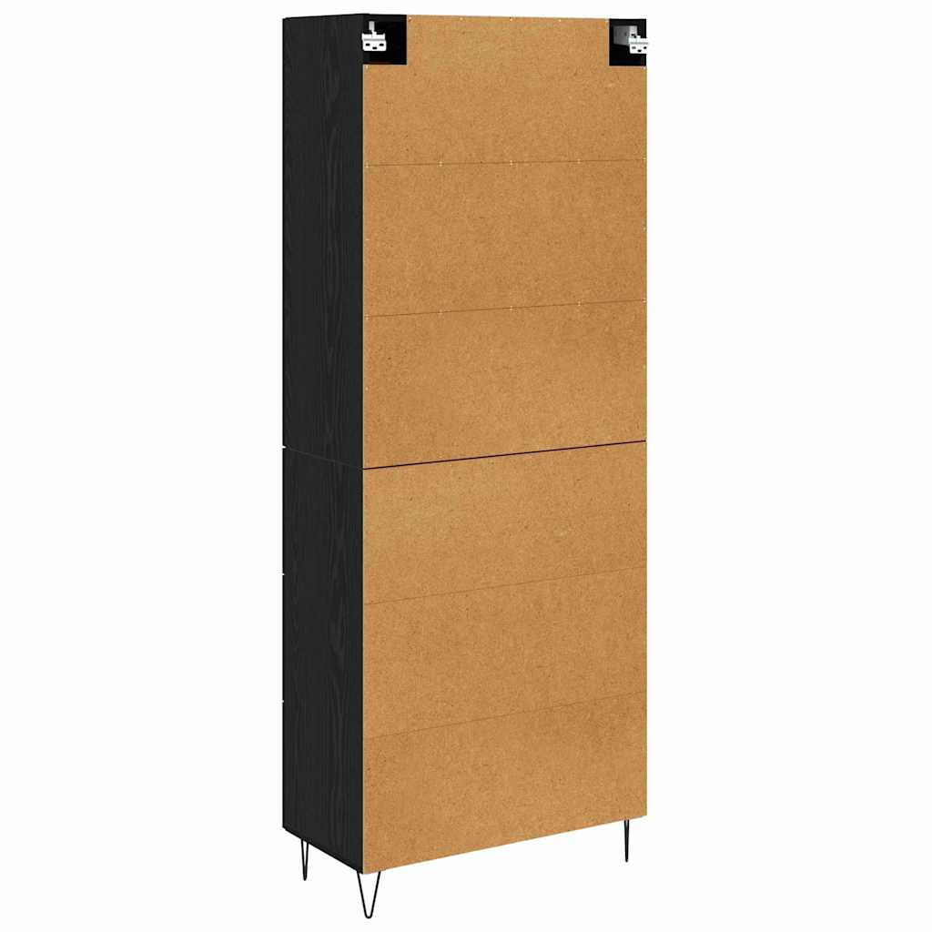 Highboard in Black Oak Look 69.5 x 34 x 180 cm Engineered Wood