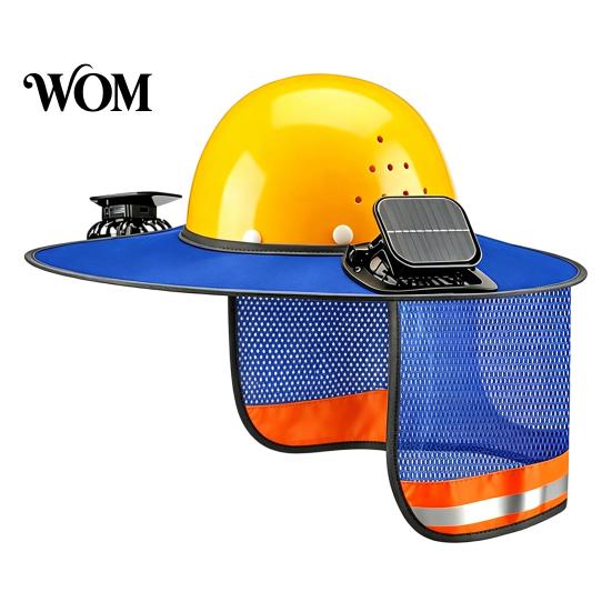 Polyester Helmet Neck Cover Hat Shield with Fan, Ventilation Visor Mesh Design, Full Brim Ventilated Sun Protection Guard for Construction Outdoor